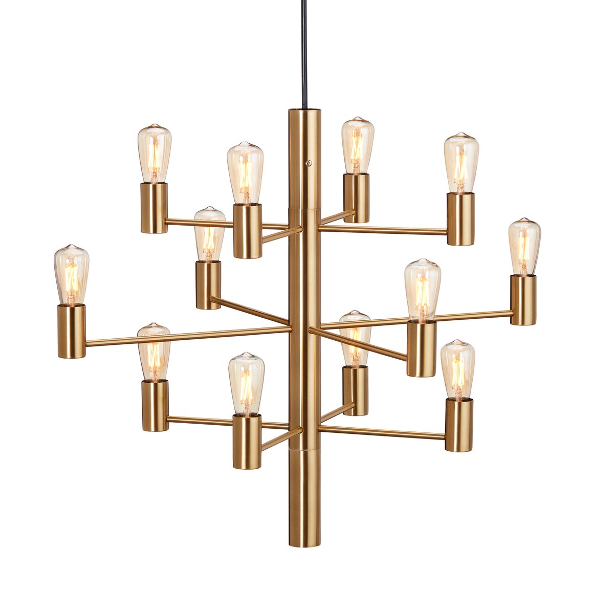 Herstal Manola 12 chandelier satin brass | Scandinavian Design | Pendant lamps | Gold-coloured
