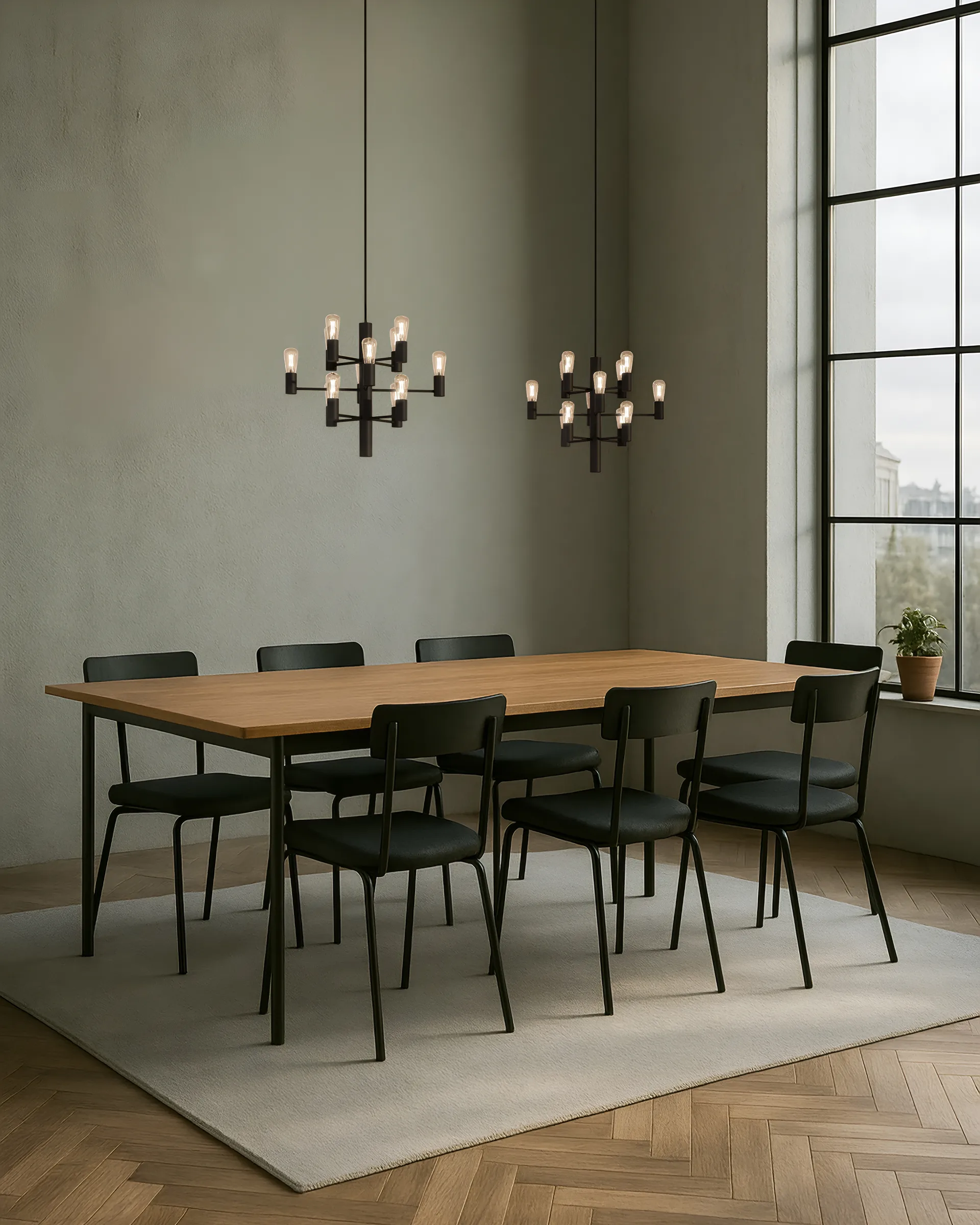 Manola Mini 12 chandelier, Black Herstal