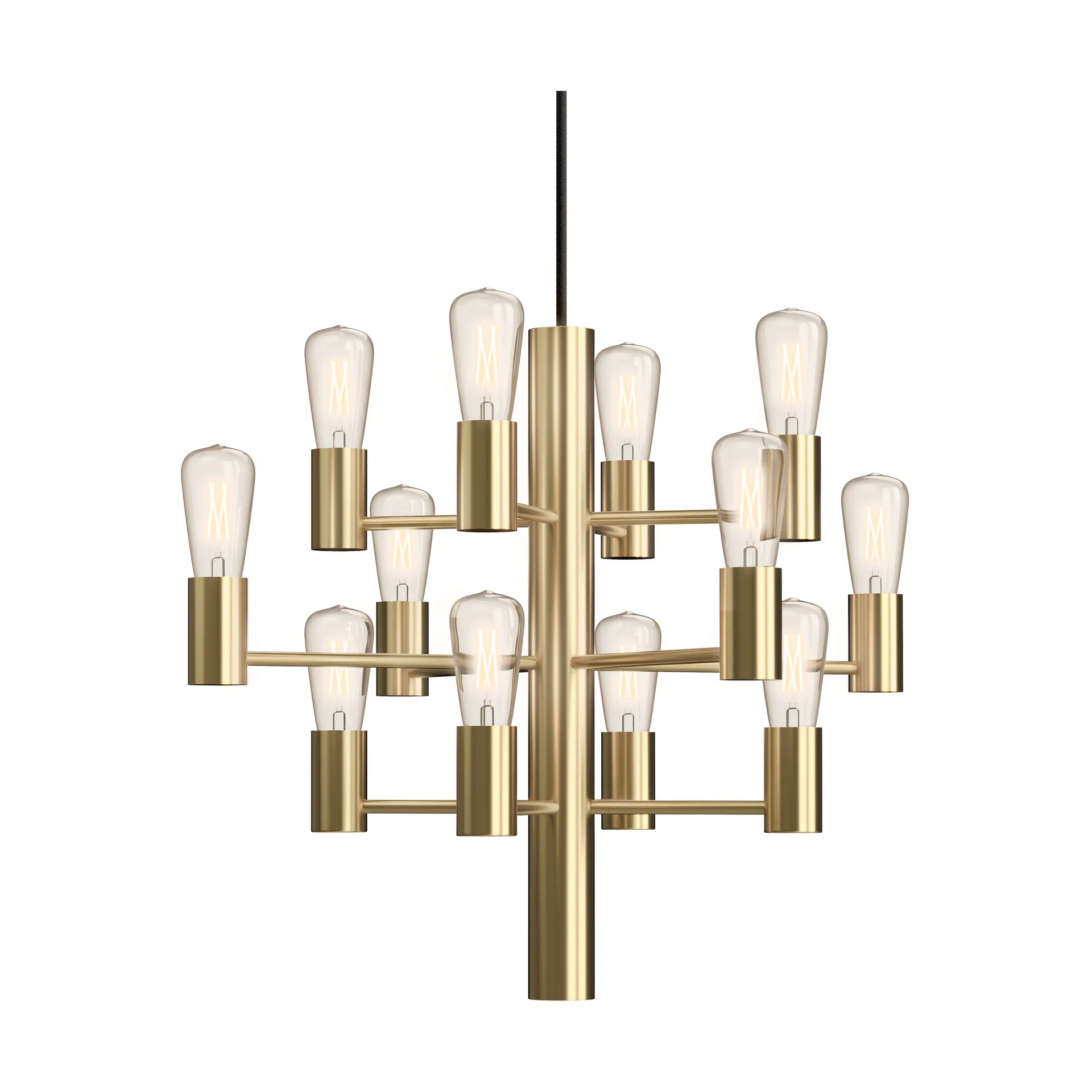 Manola Mini 12 chandelier, Satin-brass Herstal