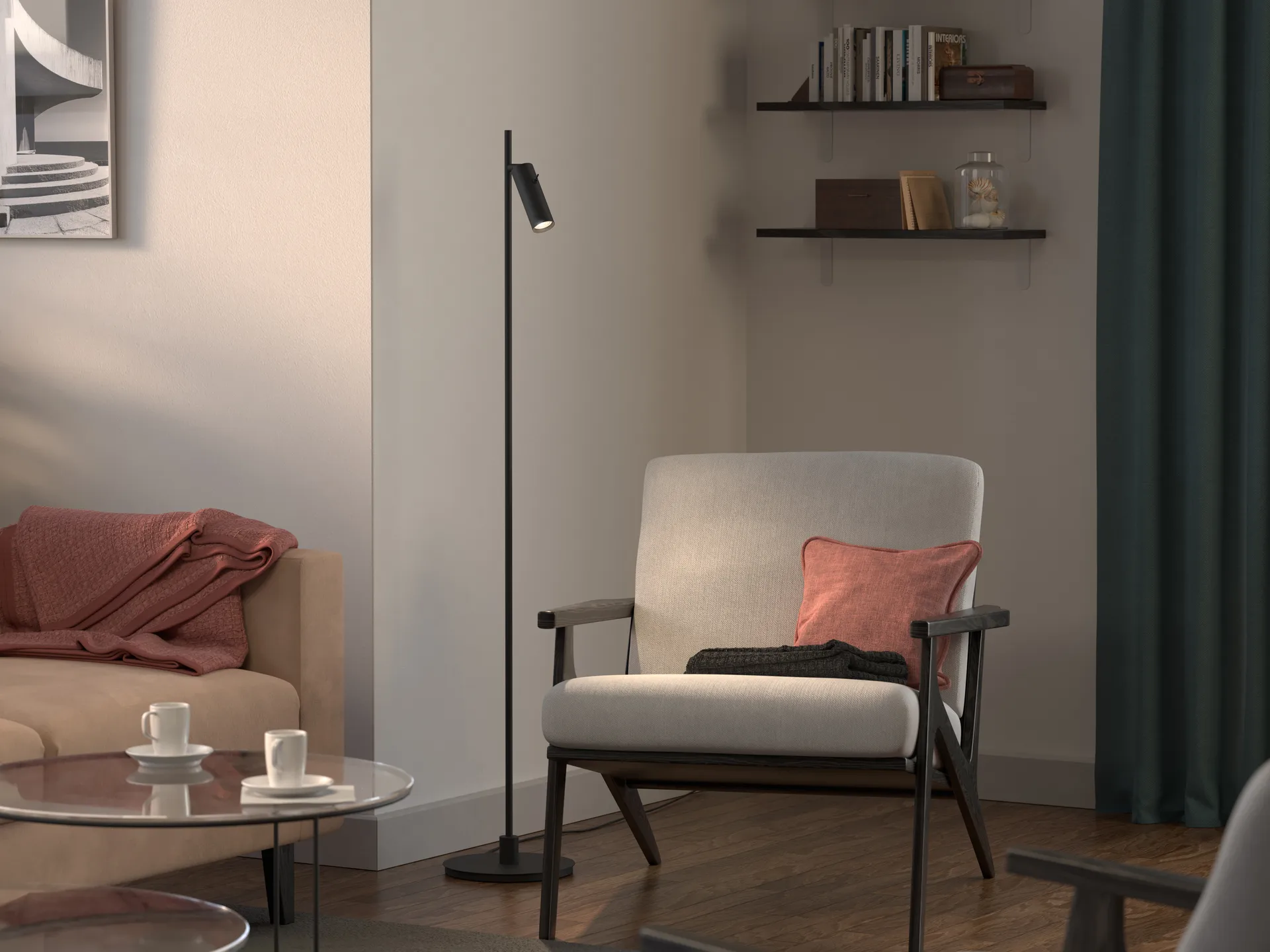 Pipeline floor lamp, Matte black Herstal