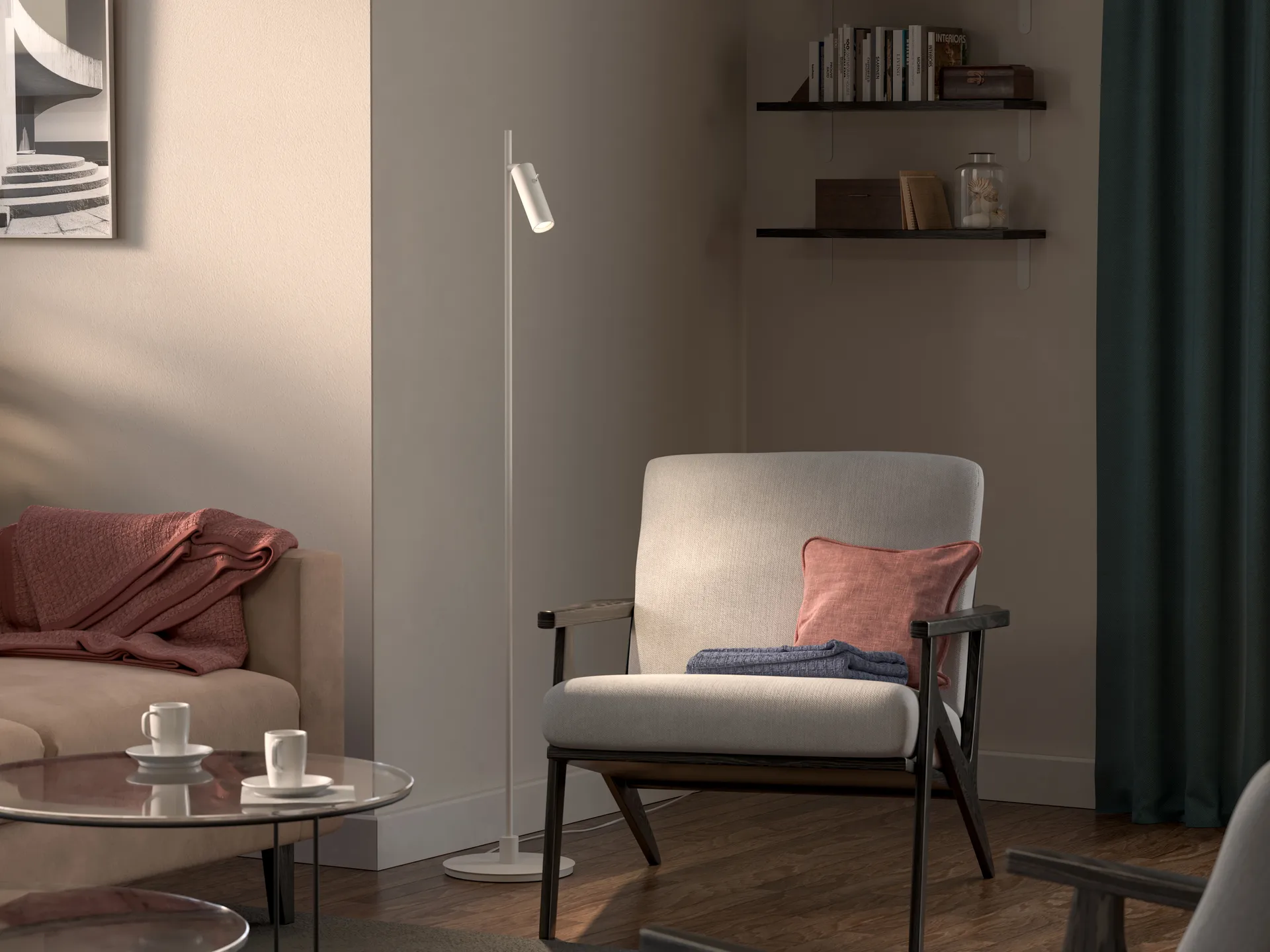 Pipeline floor lamp, Matte white Herstal