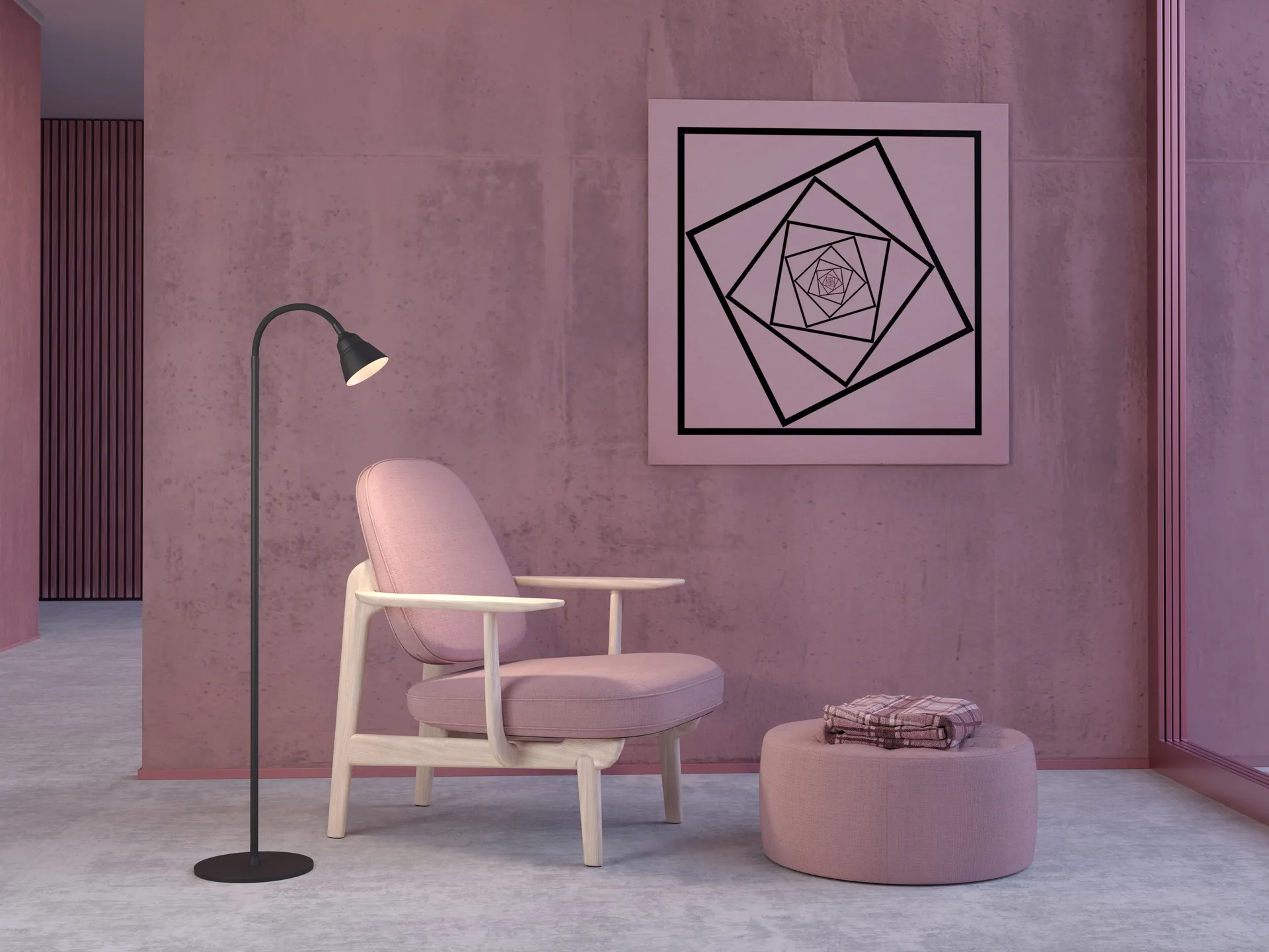 Relief floor lamp 10W, Matte black-grey beige Herstal