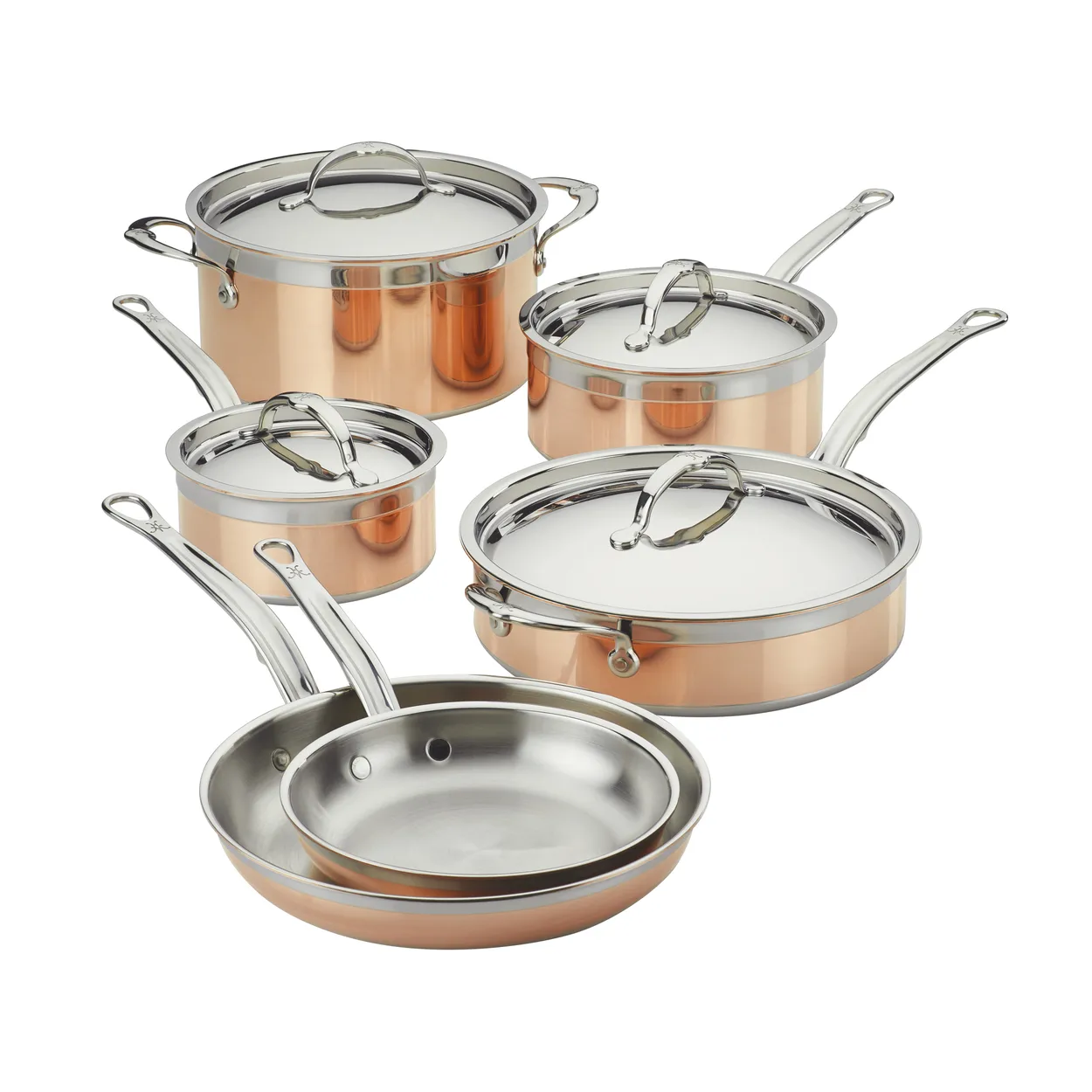 Hestan Copperbond pot and frying pan set 10 pieces | Scandinavian Design | Saucepan sets | Brown