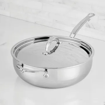 Hestan ProBond Luxe frying pan with lid - Stainless steel, auxiliary handle - Hestan