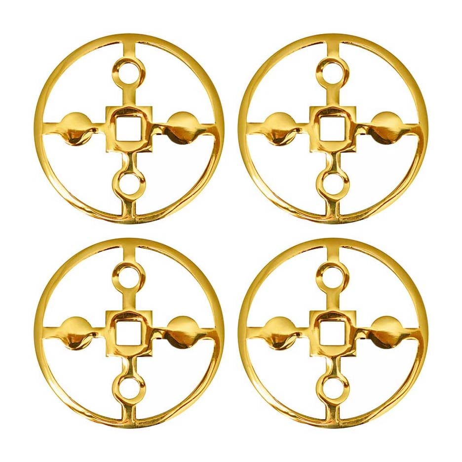 Hilke Collection Anima Gemella coaster 4-pack Solid brass