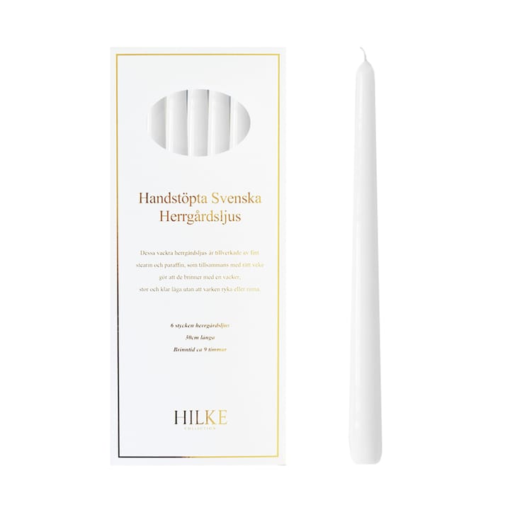 Herrgårdsljus candles 30 cm 6-pack  - White glossy - Hilke Collection