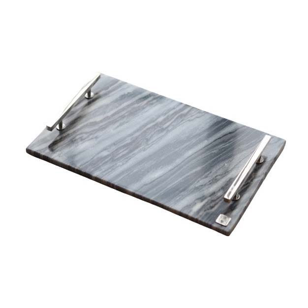 Hilke Collection tray 40.5x25.5 cm - grey marble-nickle plated brass - Hilke Collection