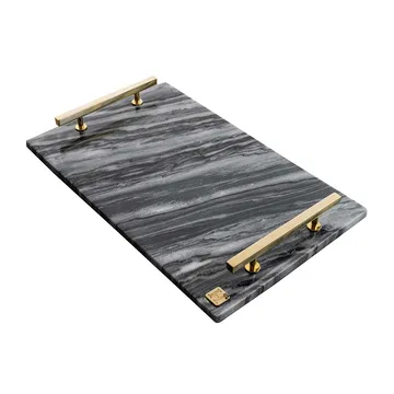 Hilke Collection tray 40.5x25.5 cm - grey marble-solid brass - Hilke Collection