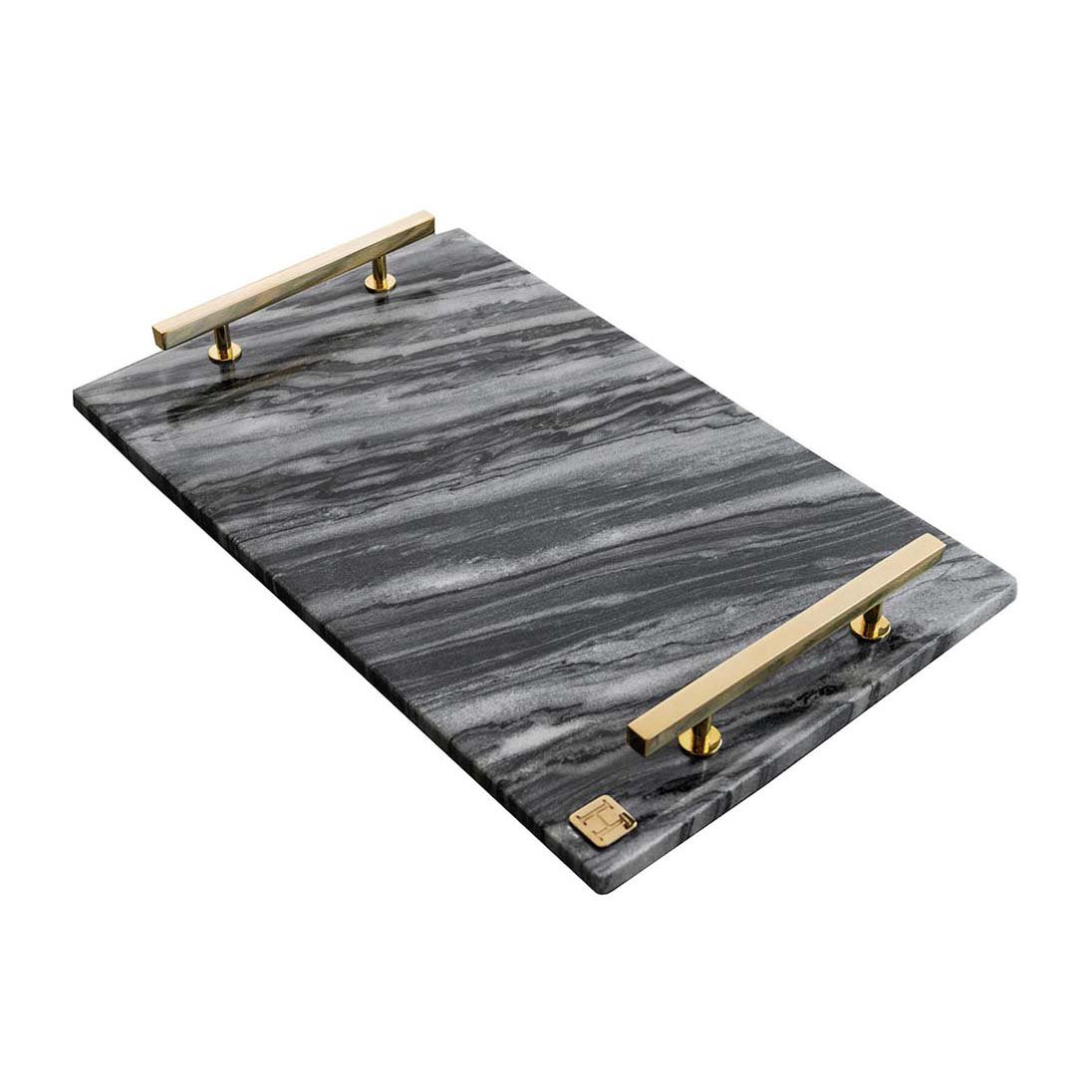 Hilke Collection tray 40.5x25.5 cm grey marble-solid brass
