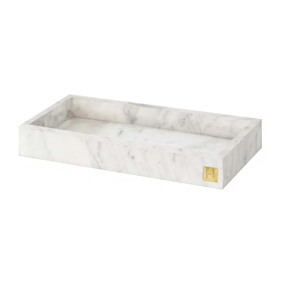 Hilke Collection tray with edge 30x15 cm White marble