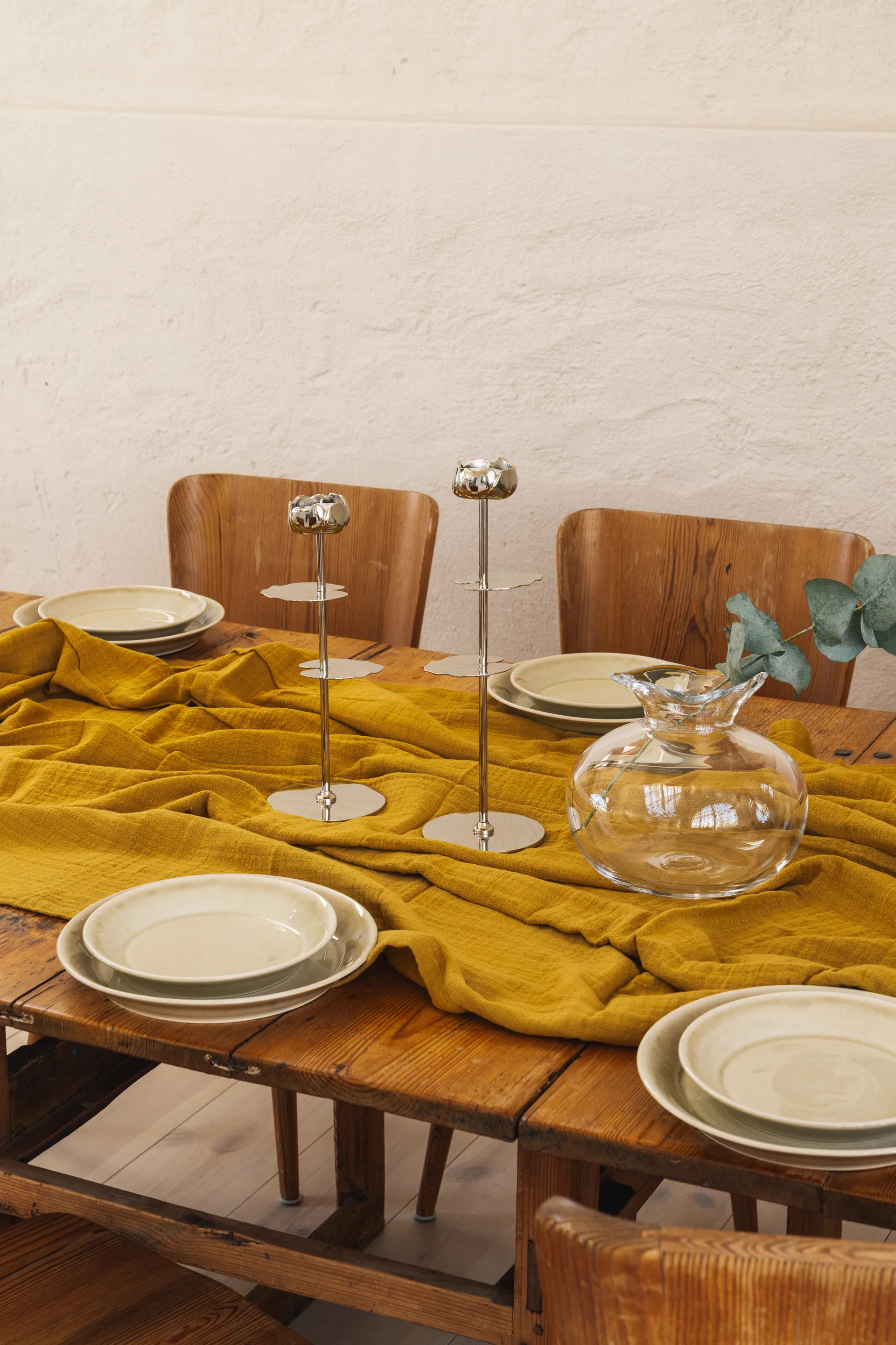 Ninfea Alta candlestick 30 cm, Nickel-plated brass Hilke Collection