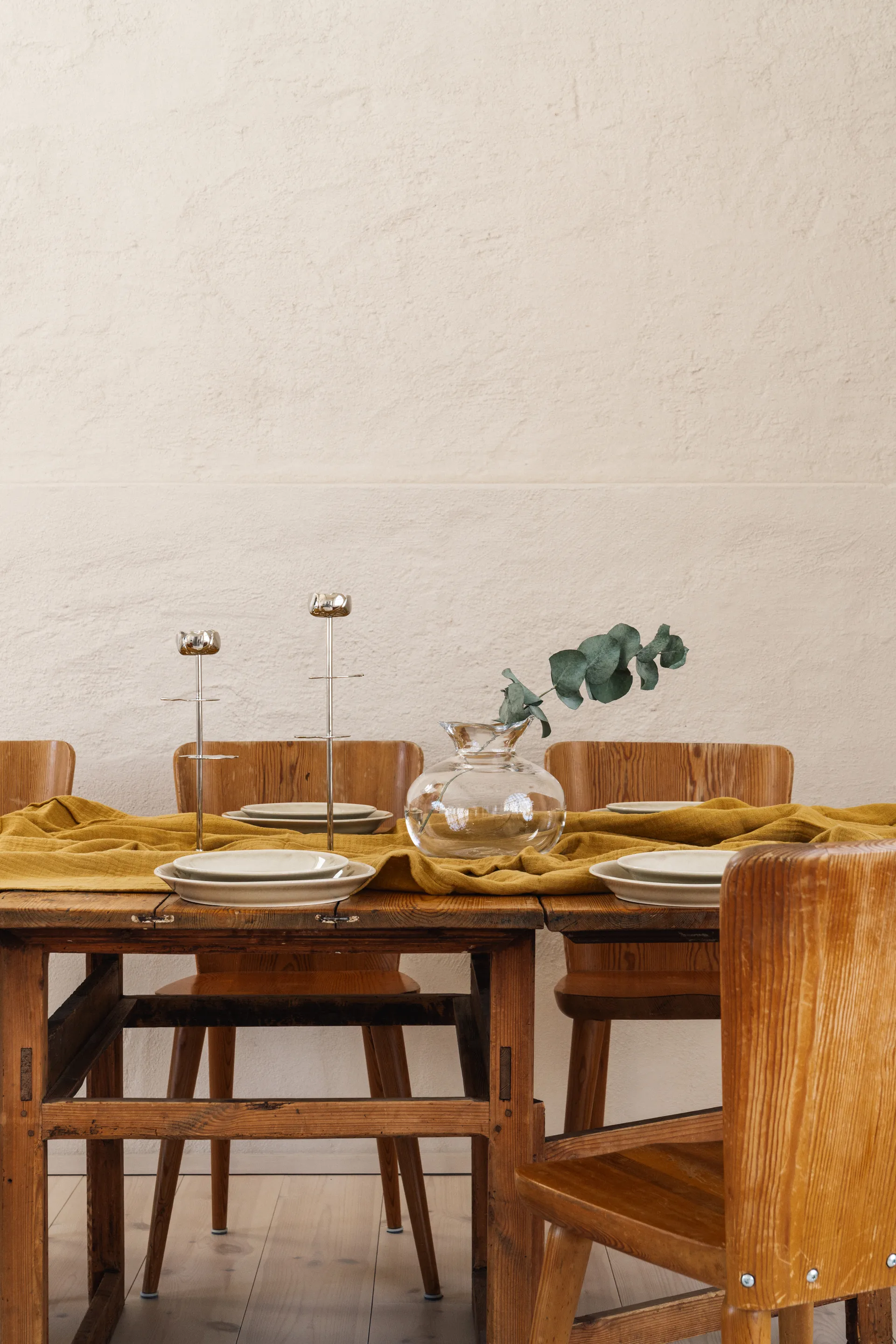 Ninfea Alta candlestick 40 cm, Nickel-plated brass Hilke Collection