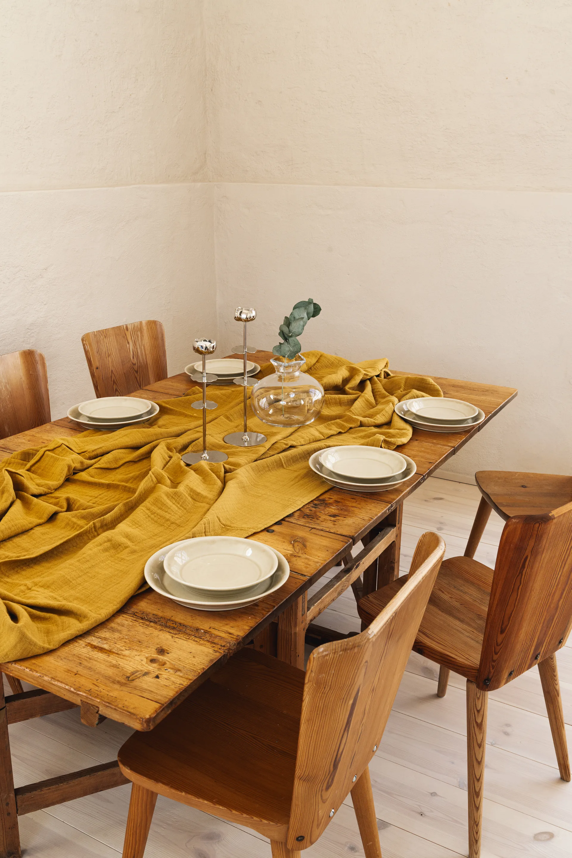 Ninfea Alta candlestick 40 cm, Nickel-plated brass Hilke Collection