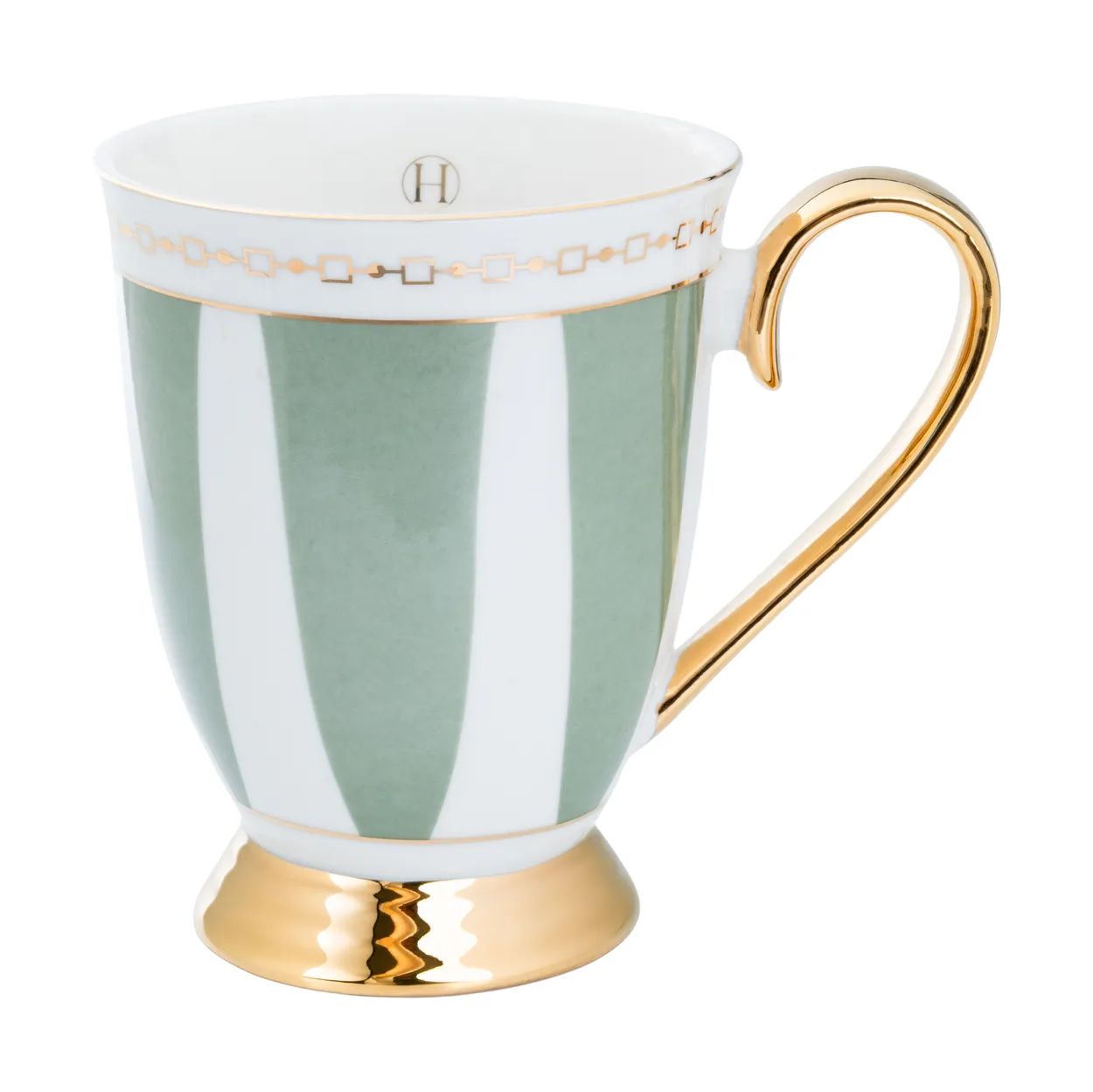 Hilke Collection Stripes Sage mug 28 cl | Scandinavian Design | Coffee cups | Green