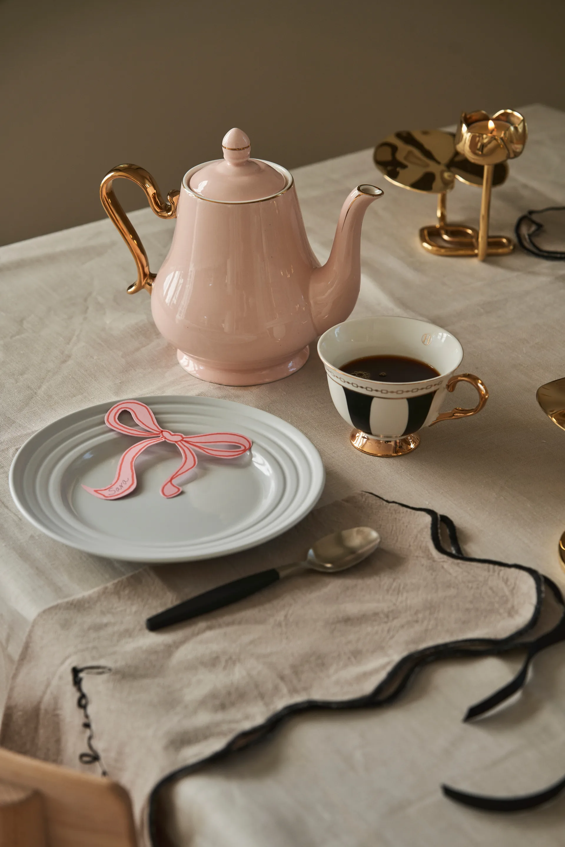 Strisce Nero cup with saucer, 22 cl Hilke Collection