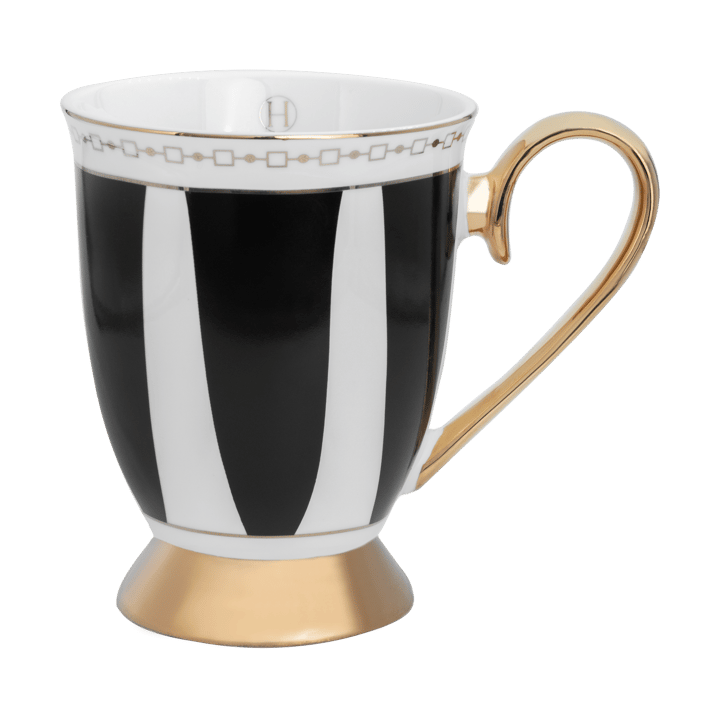 Strisce Nero Mug 28 cl - Black-white-gold - Hilke Collection