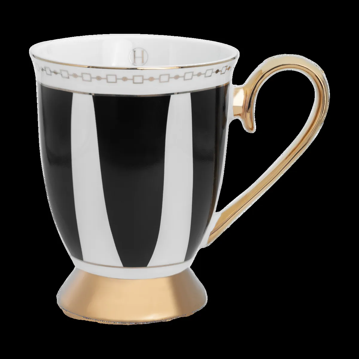 Hilke Collection Strisce Nero Mug 28 cl Black-white-gold