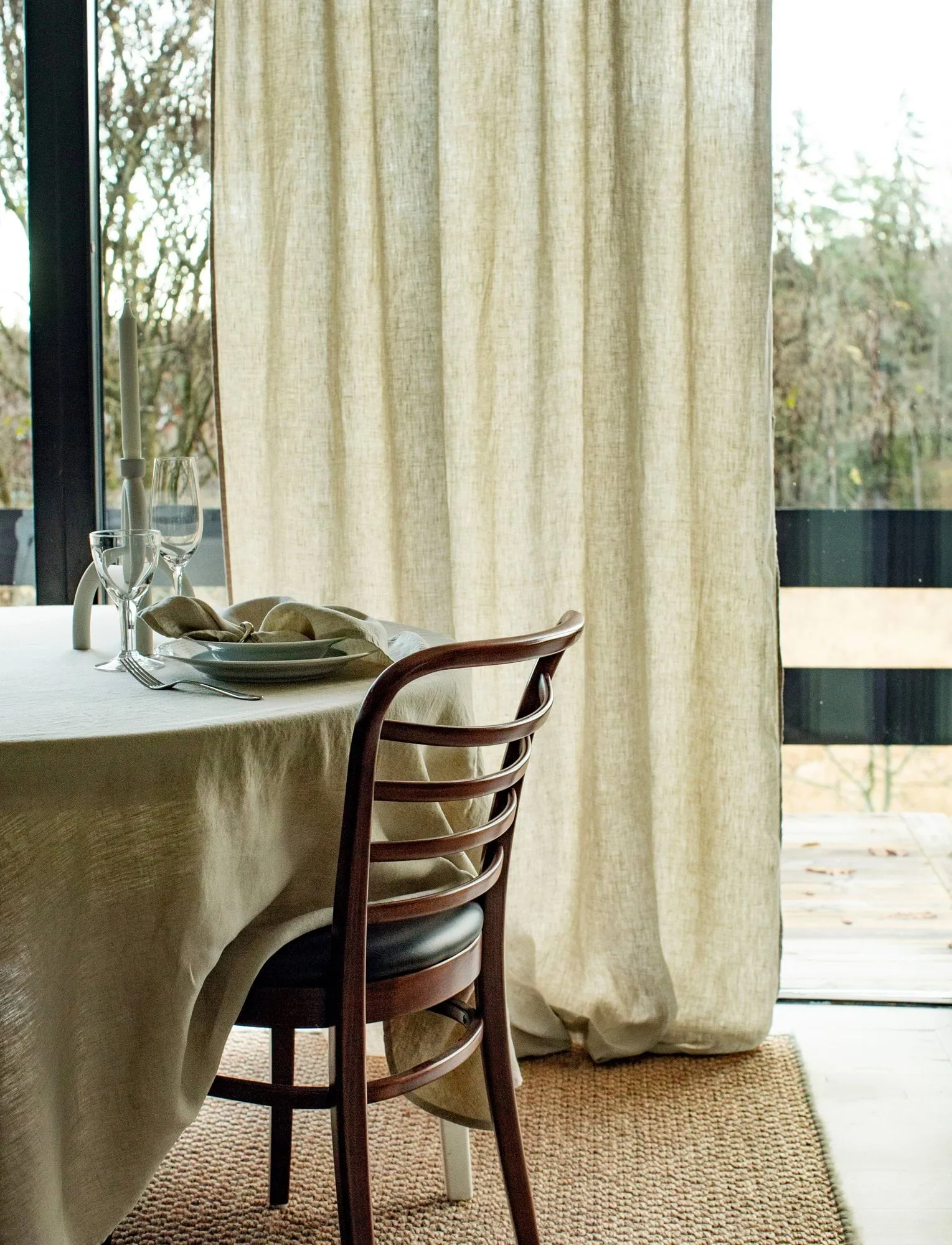 Sunrise curtain with pleat band 140x290 cm, Organic (green) Himla