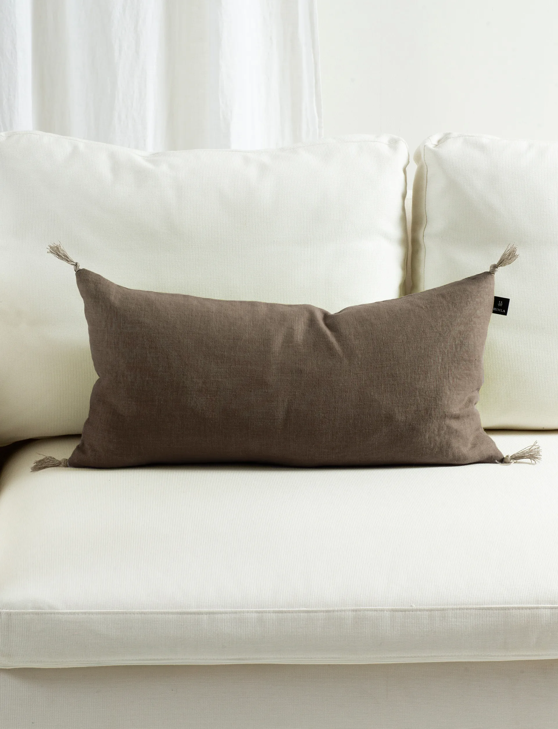 Sunshine cushion cover tassel 30x60 cm, Coffee Himla