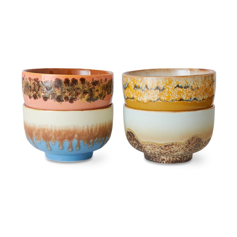 HKliving 70"s bowl Ø13.5 cm 4-pack Seabreeze