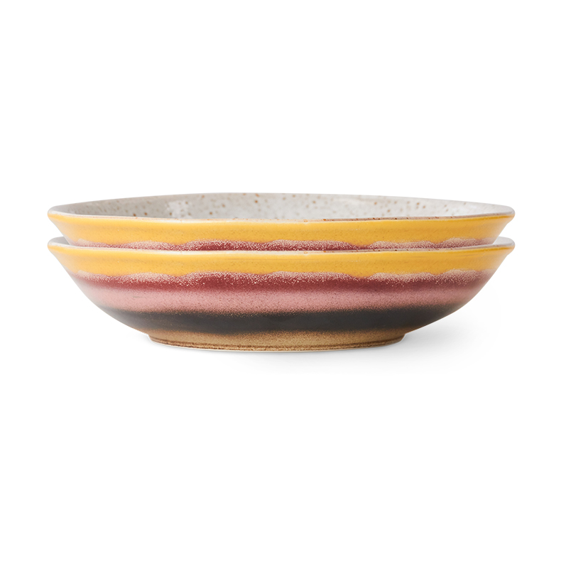 HKliving 70"s curry bowl 21.7x21 cm 2-pack Hibiscus