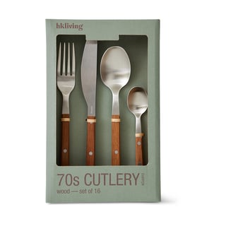 HKliving 70"s cutlery set 16 pieces Wood