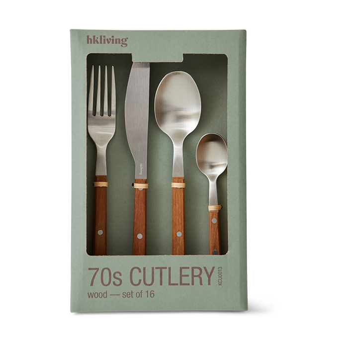 HKliving 70"s cutlery set 16 pieces Wood