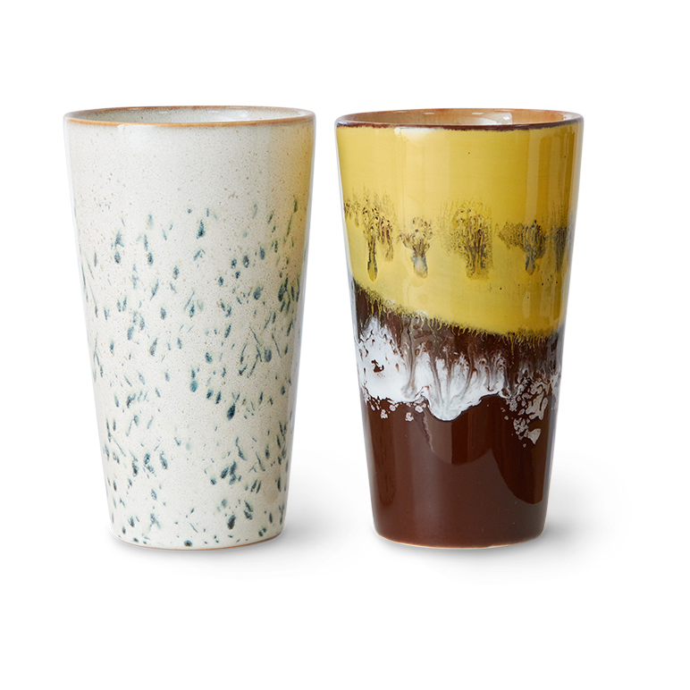 HKliving 70"s latte mug 28 cl 2 pieces Brine