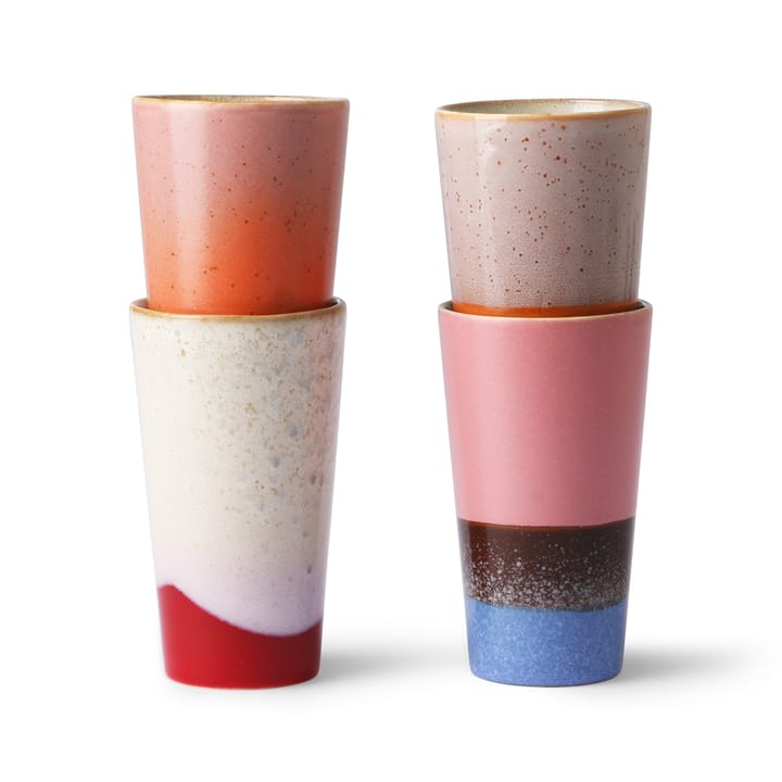 70's latte mug 4-pack, multi HKliving