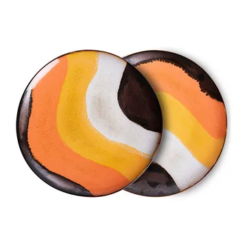 70's plate Ø27,5 cm 2-pack - Retro wave - HKliving