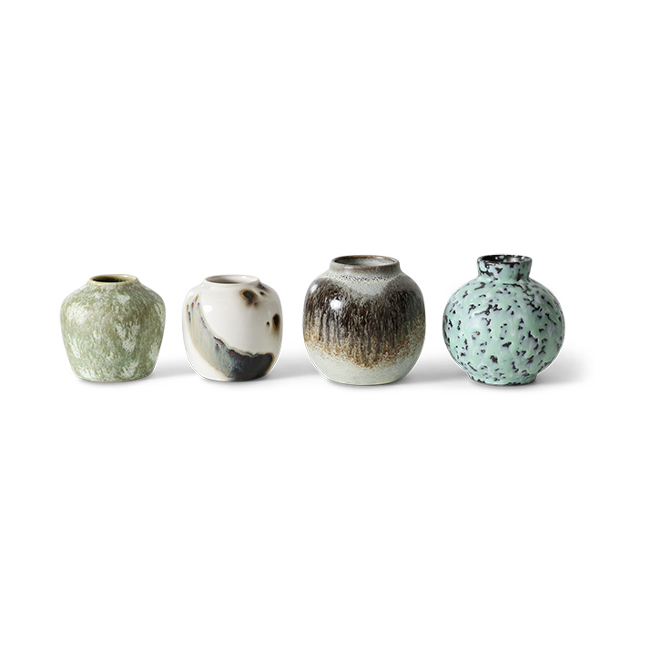HKliving 70"s vases small 4 pieces Canyon