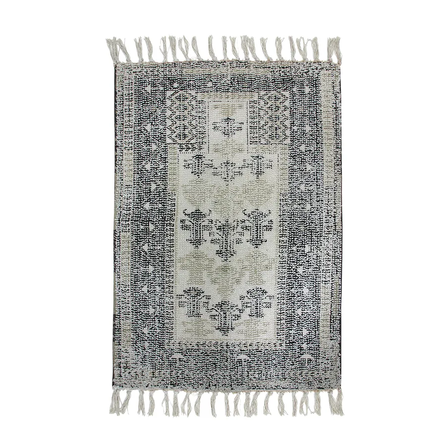 Bathroom mat 60x90 cm cotton, Black-white HKliving