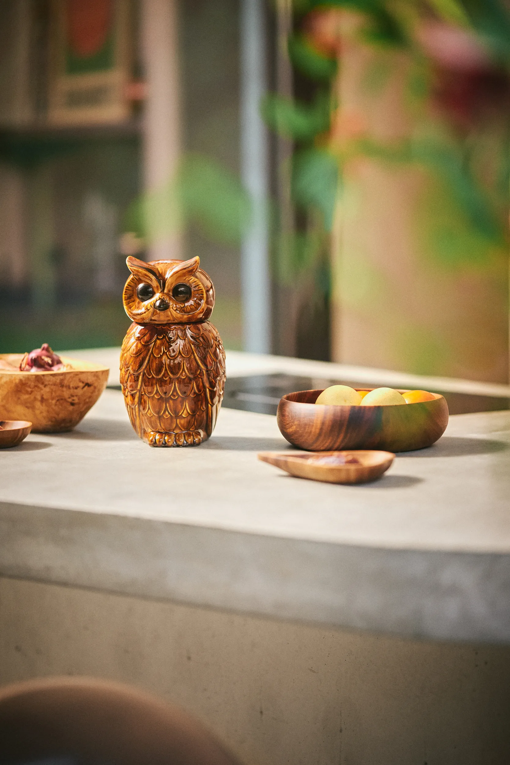 Ceramic owl storage jar, Roasted HKliving