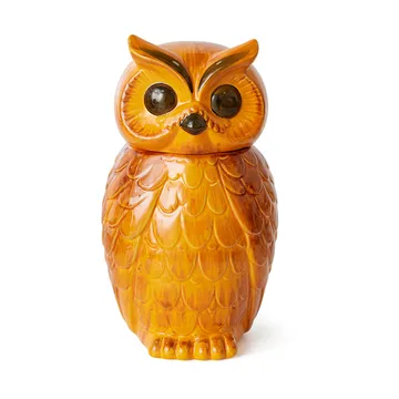 Ceramic owl storage jar - Tangerine - HKliving
