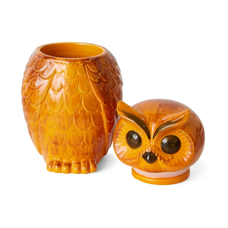 Ceramic owl storage jar, Tangerine HKliving