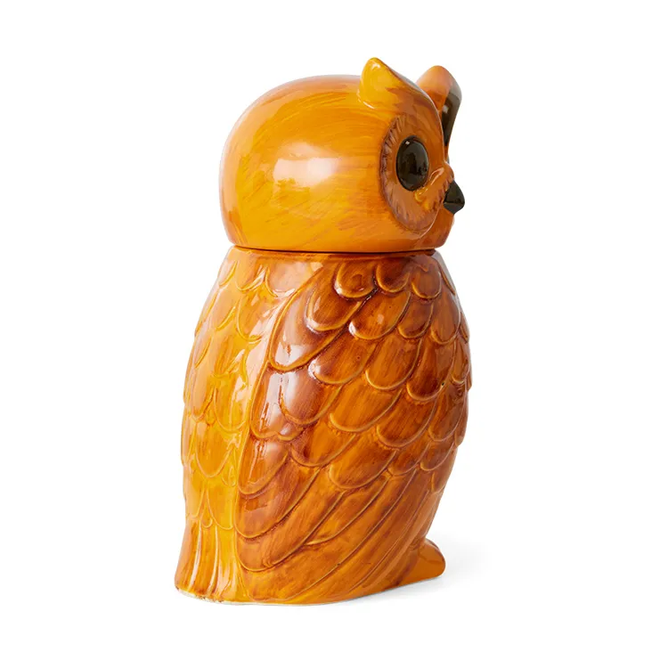 Ceramic owl storage jar, Tangerine HKliving