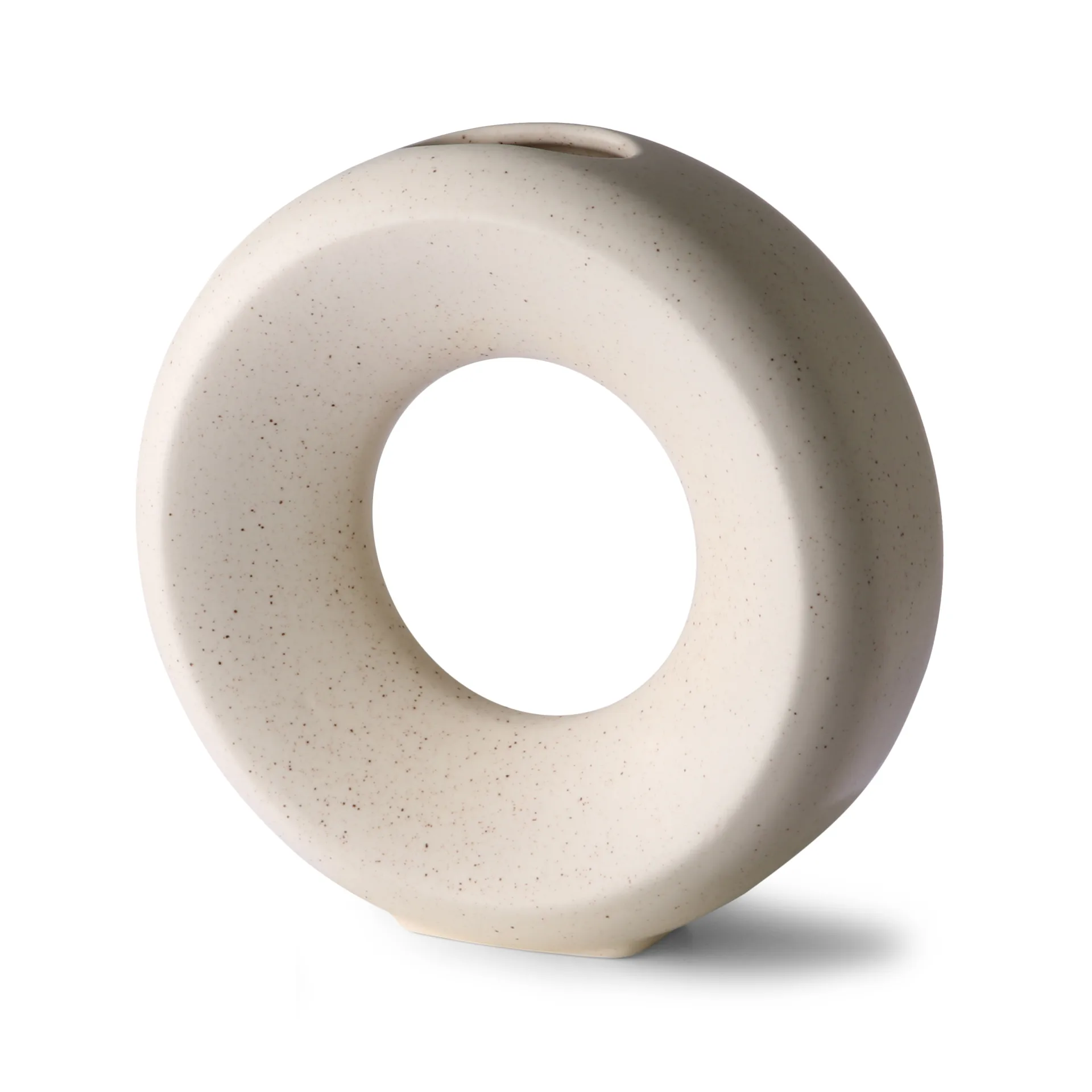 Circle vase M 24.5 cm, white speckled HKliving