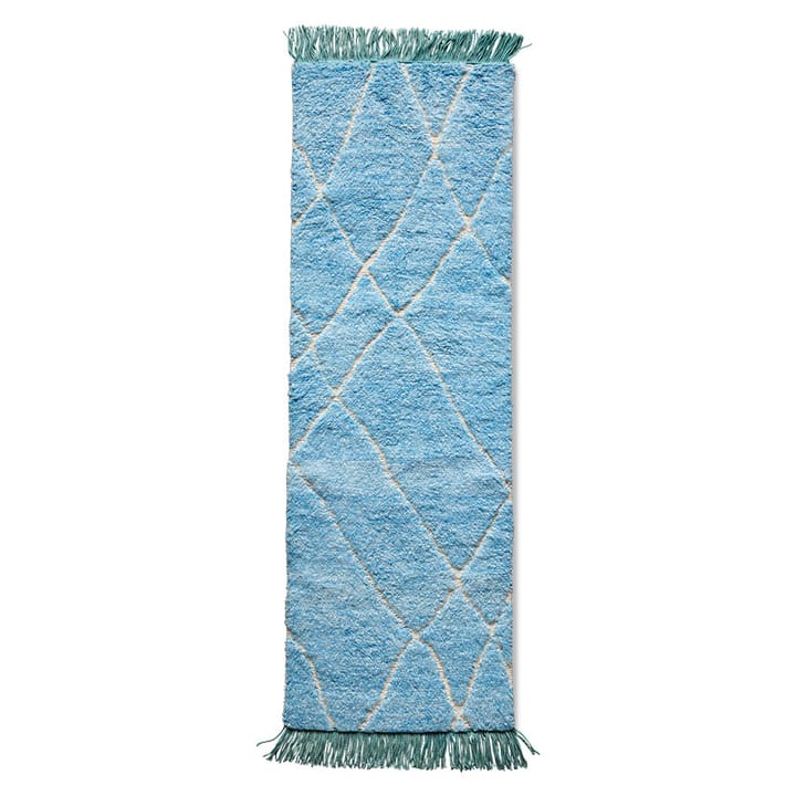 Hand-knotted Runner Rug 80x250 cm wool - Blue-turquoise - HKliving