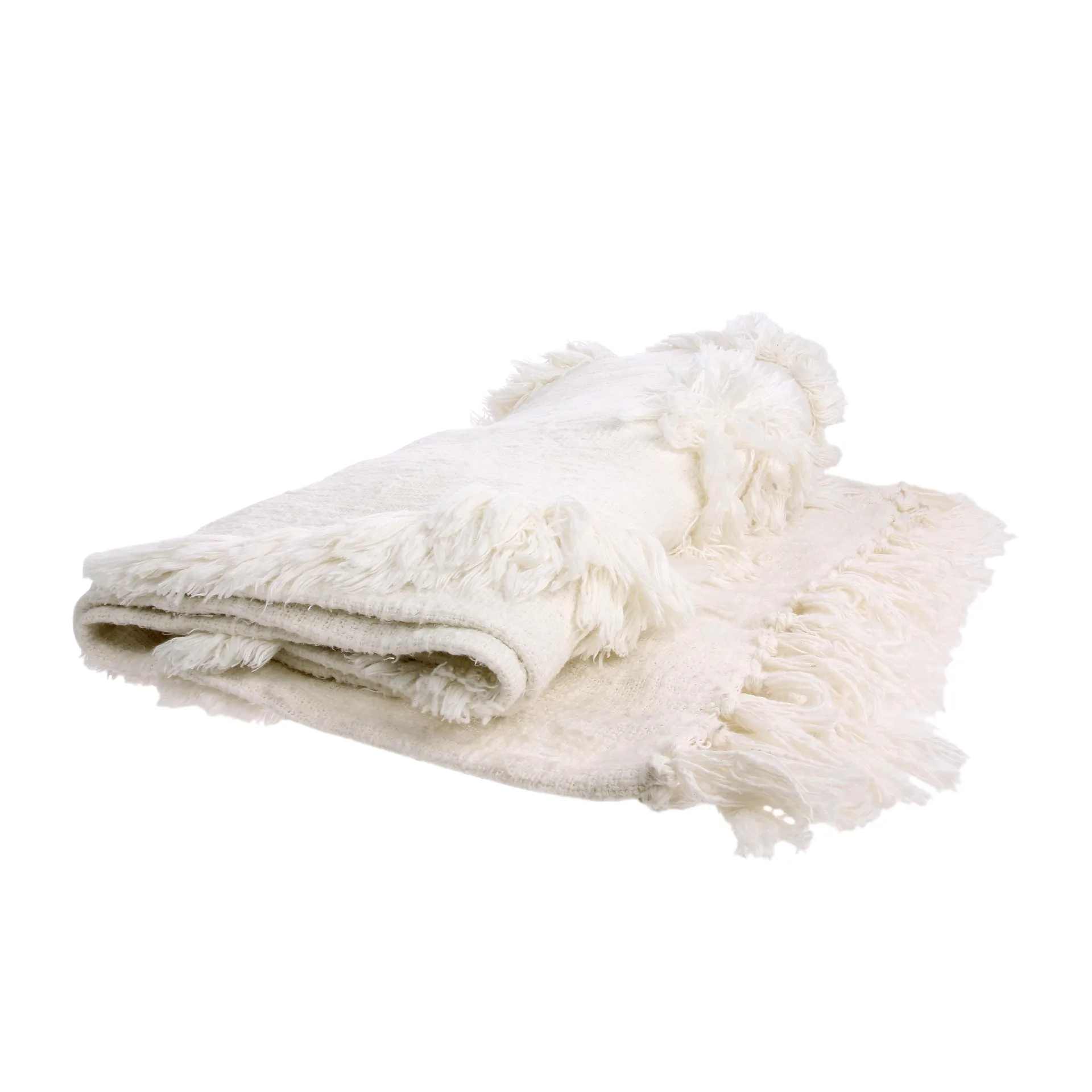 HKliving throw with tassles, white HKliving