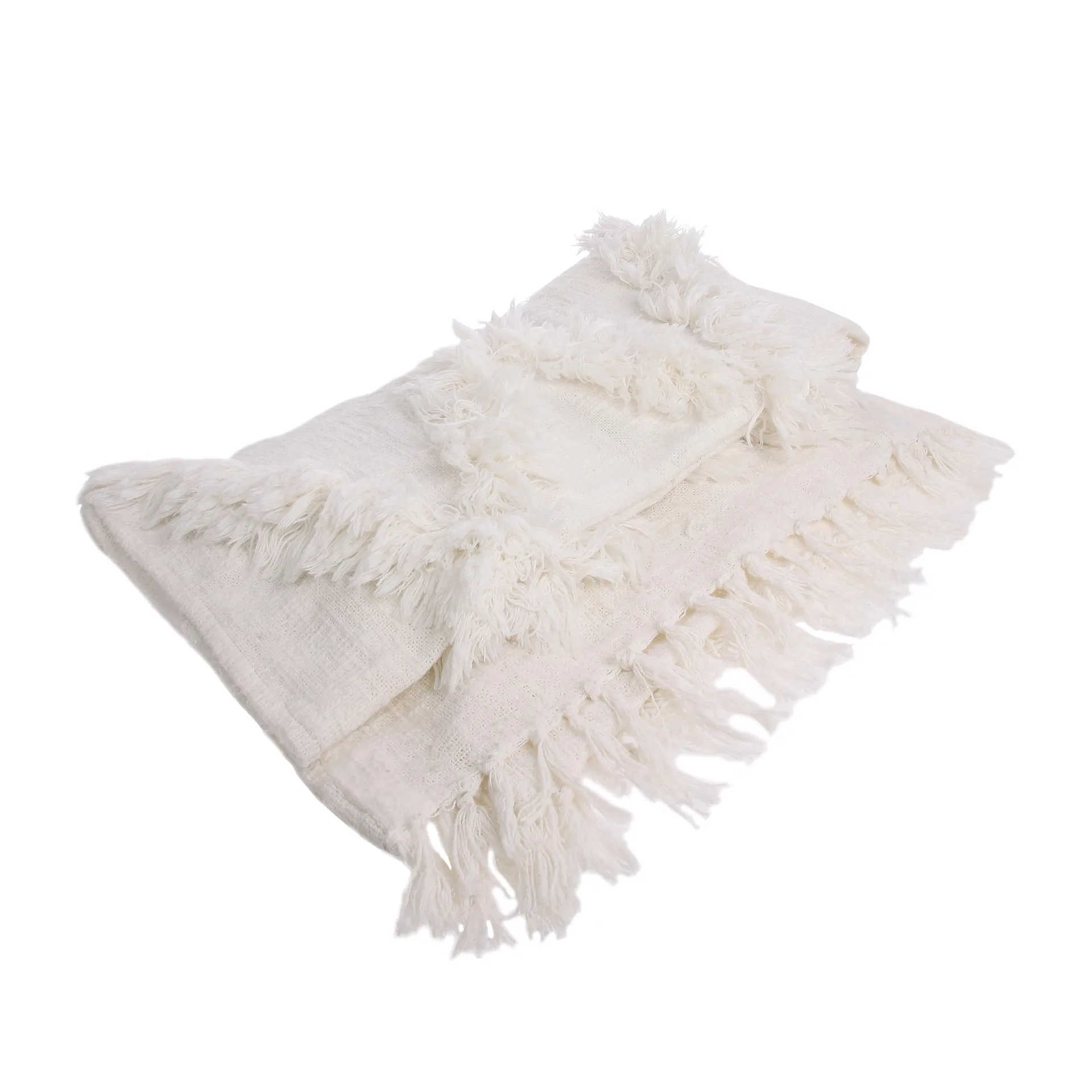 HKliving throw with tassles, white HKliving