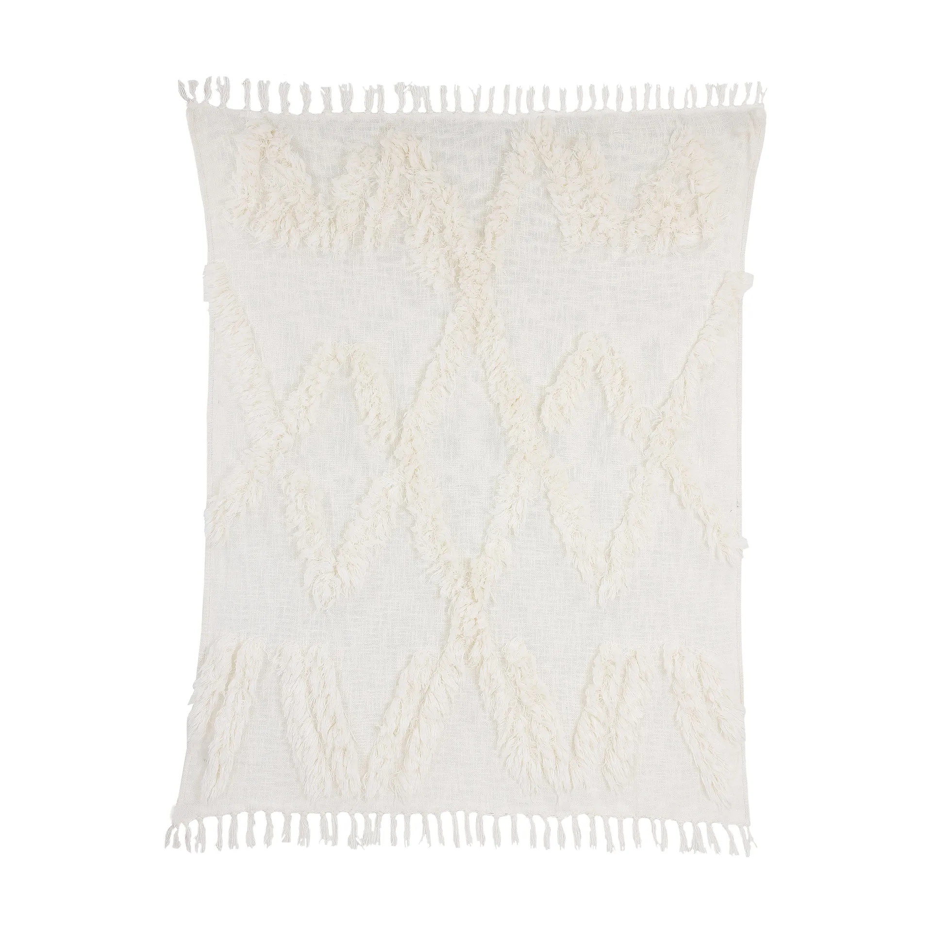 HKliving throw with tassles, white HKliving