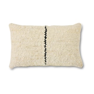 HKliving Natural wool striped cushion 30x50 cm White