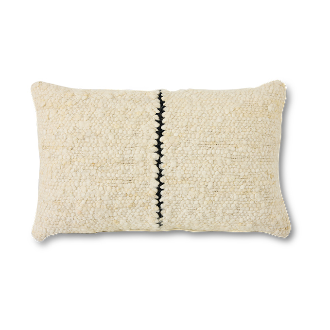 HKliving Natural wool striped cushion 30x50 cm White
