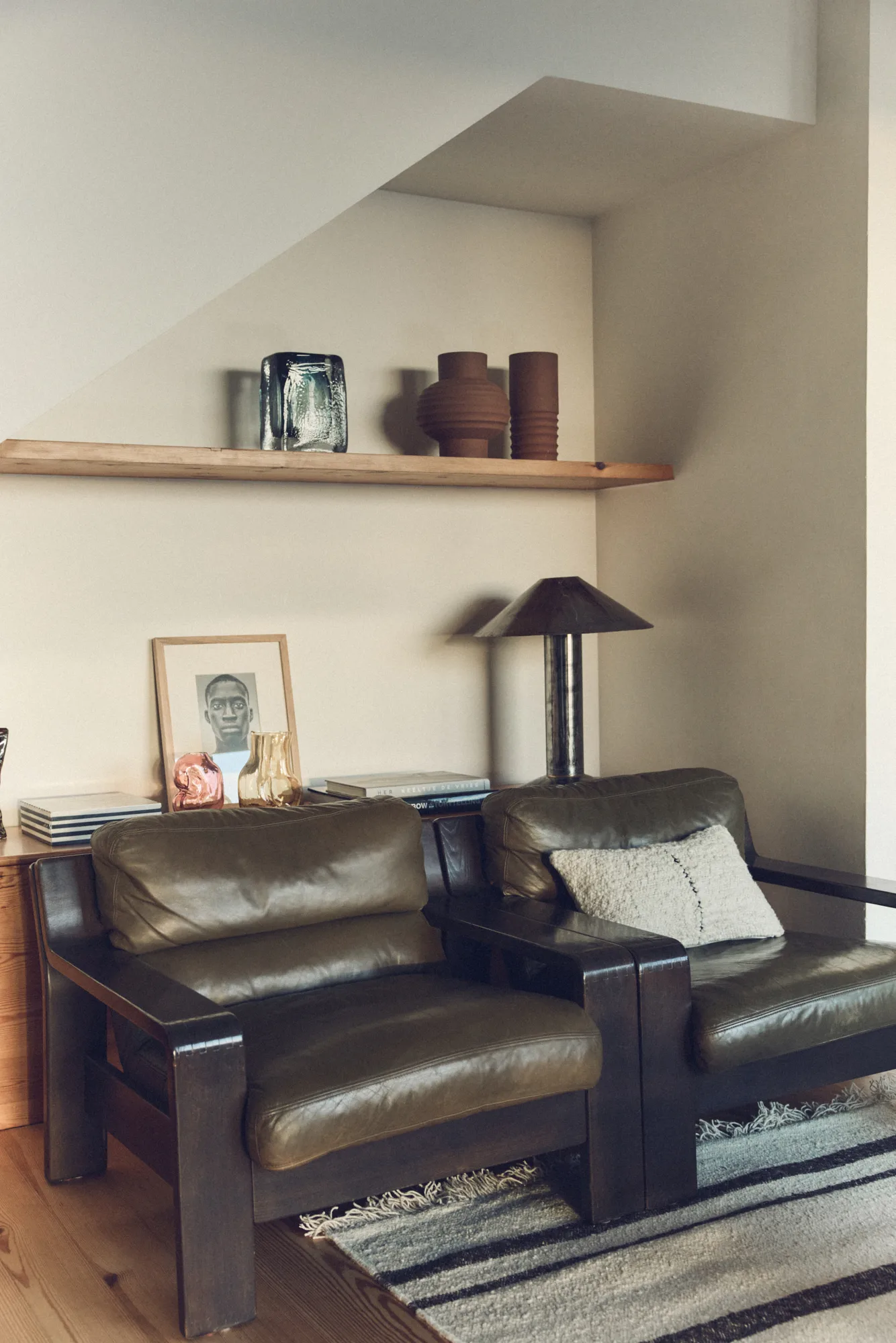 Natural wool striped cushion 30x50 cm, White HKliving