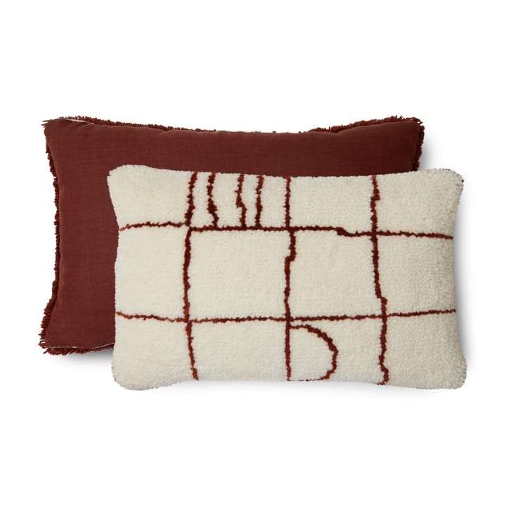 Pillow 60x40 cm Wool - Red-cream - HKliving