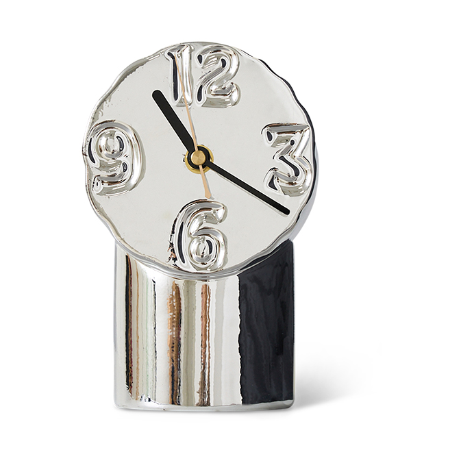 HKliving Retro ceramic clock 17.5 cm Chrome