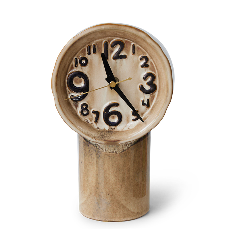 HKliving Retro ceramic clock 23.5 cm Cream | Scandinavian Design | Mantel & table clocks | Beige