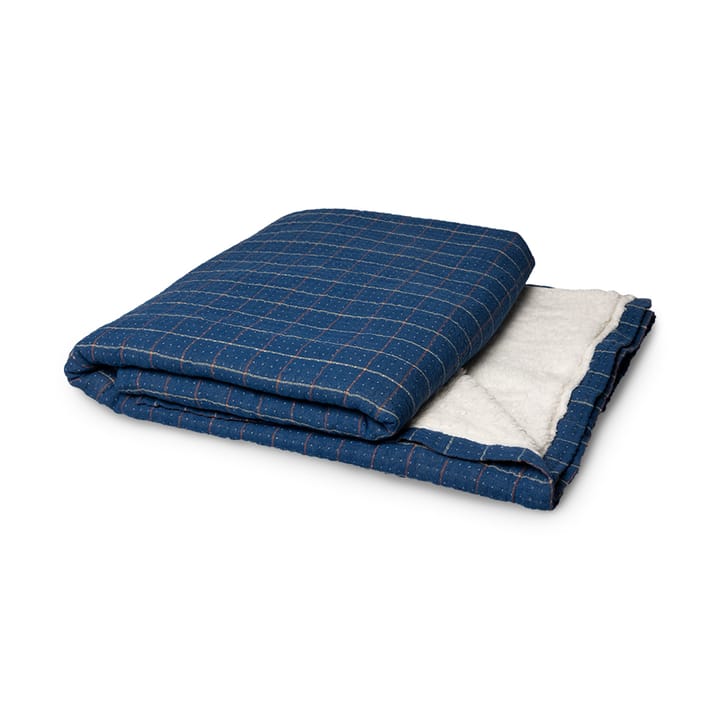 Sherpa blanket Checkered 130x170 cm cotton - Blue - HKliving
