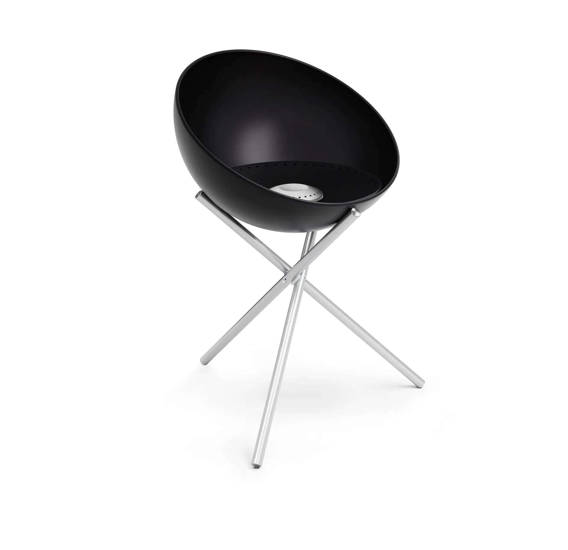 BOWL 57 fireplace, Black-silver, tripod stand Höfats