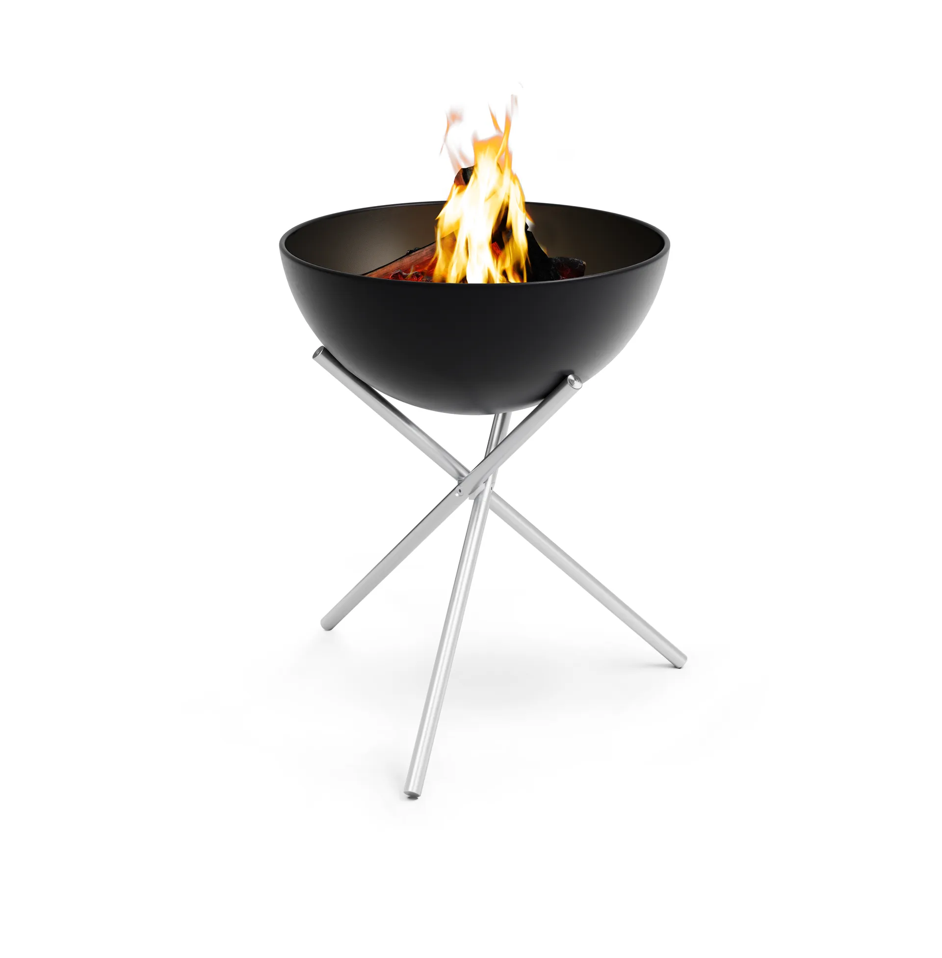 BOWL 57 fireplace, Black-silver, tripod stand Höfats
